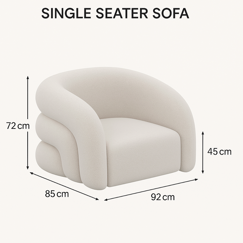 Nordic Lambskin Sofa Set – Creative Three-Seater & Sculptural Lounge Chairs