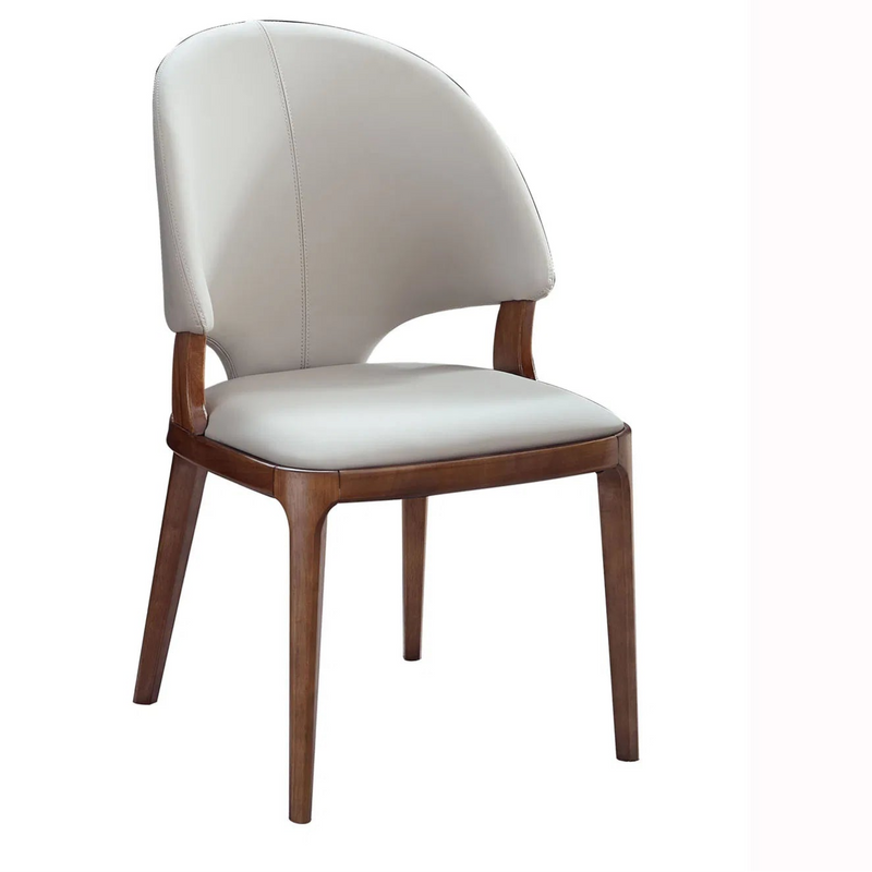 Classic Upholstered Dining Chair with Curved Back and Solid Wood Frame – Charcoal & Walnut Finish