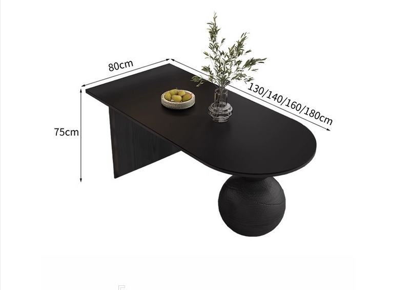 Modern Black Oval Dining Table with Solid Wood Base – Wabi-Sabi 4–8 Seater