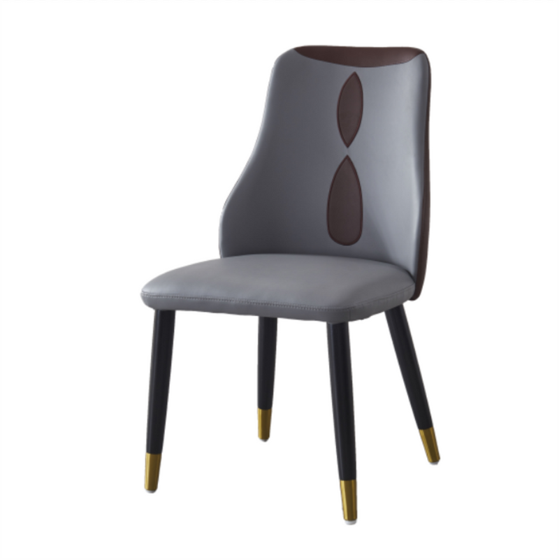 Designer Dining Chair with Artistic Backrest Cutout and Gold-Tipped Tapered Legs