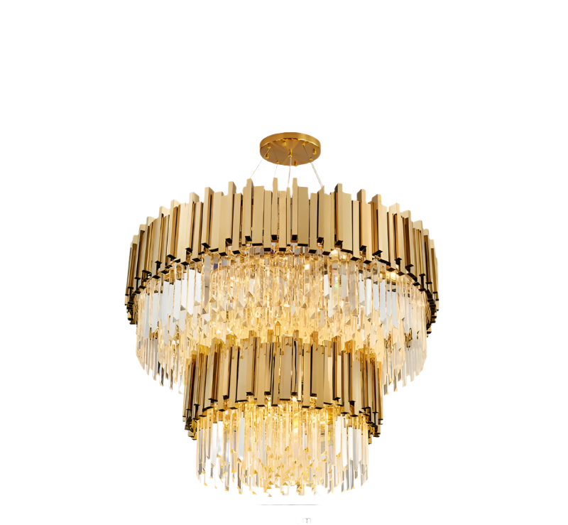 Gold Crystal Linear Chandelier – Contemporary Dining Room LED Pendant Light