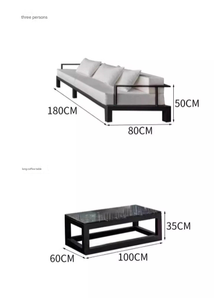 Chinese-Inspired Aluminum Outdoor Sofa Set with Marble Table – Garden & Terrace Lounge
