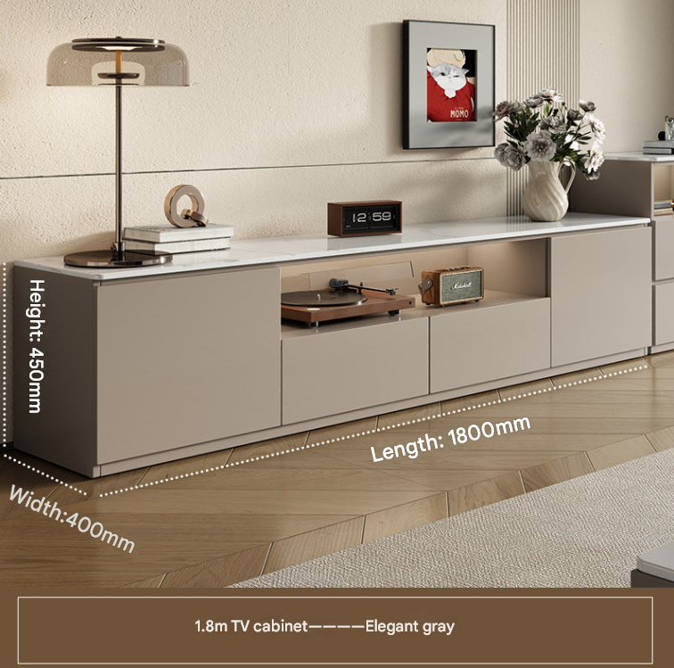 European Cream Style TV Cabinet – Modern Solid Wood Floor-Standing Media Unit with Storage for Living Rooms