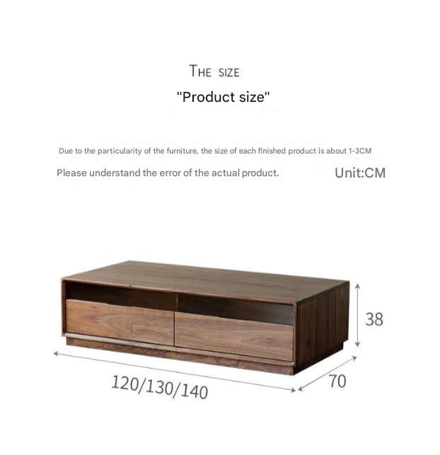 North American Walnut Coffee Table with Storage – Solid Wood TV Cabinet Combination for Modern Living Room