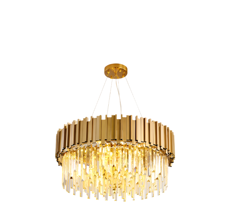 Gold Crystal Linear Chandelier – Contemporary Dining Room LED Pendant Light