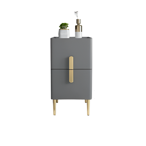 Slim Luxury Bedside Cabinet – Modern Narrow Nightstand with Gold Accents