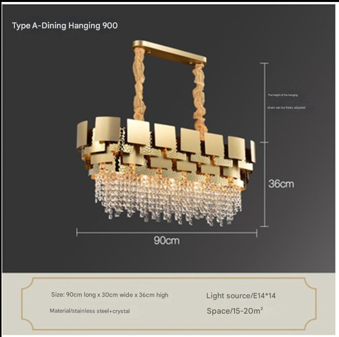 Contemporary Luxury Square Crystal Chandelier for Dining Room