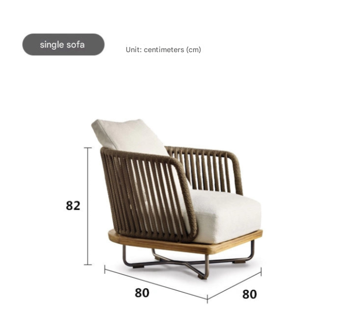 Modern Teak Ribbon Rattan Outdoor Sofa Set – Designer Garden Lounge with Coffee Table