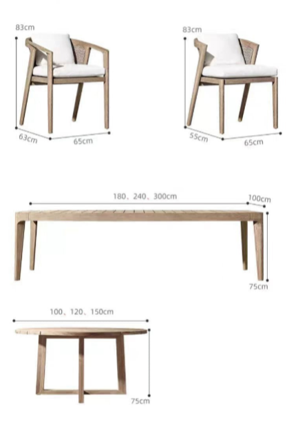 Teak Outdoor Dining Set – Solid Wood Patio Table with Armchairs