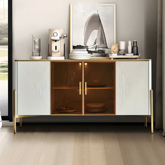 Modern Luxury Sideboard/side cabinet/Storage Cabinet with Glass & White Panels – Elegant Storage Cabinet for Stylish Interiors