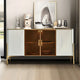 Modern Luxury Sideboard/side cabinet/Storage Cabinet with Glass & White Panels – Elegant Storage Cabinet for Stylish Interiors