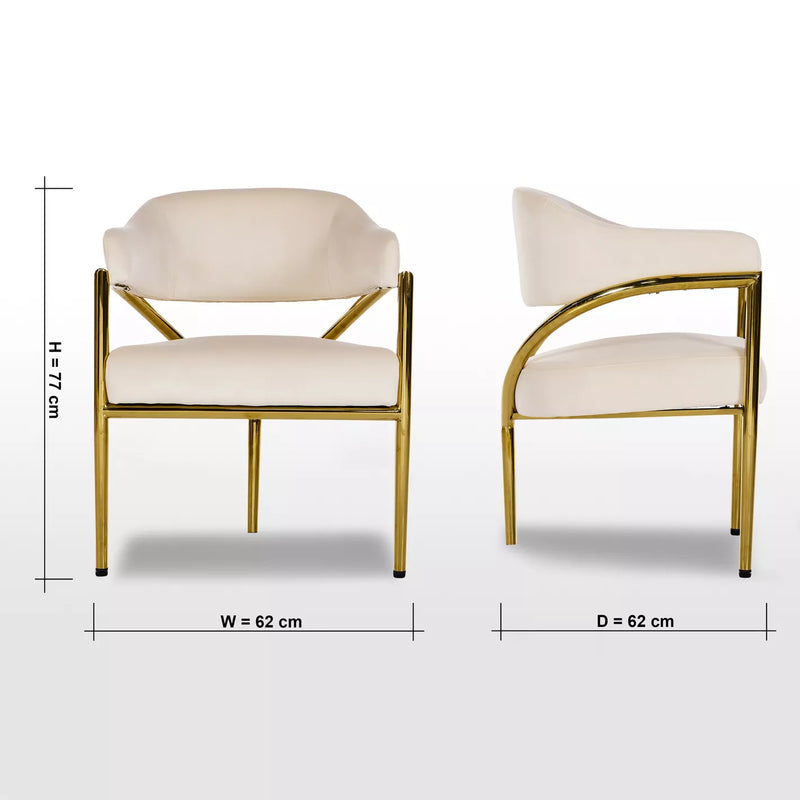 Light Luxury Leather Dining Chair – Modern Upholstered Seating with Gold Stainless Steel Frame & Armrests