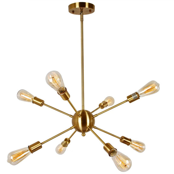 Decorative ceiling light with adjustable rod and bulbs