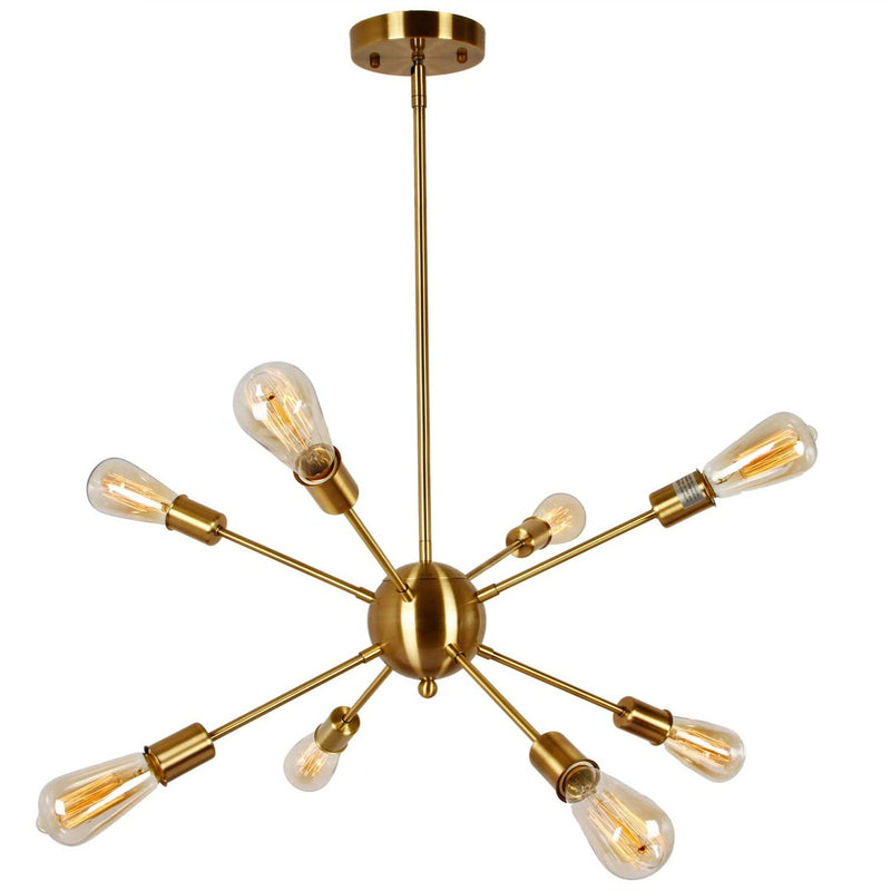 Decorative ceiling light with adjustable rod and bulbs