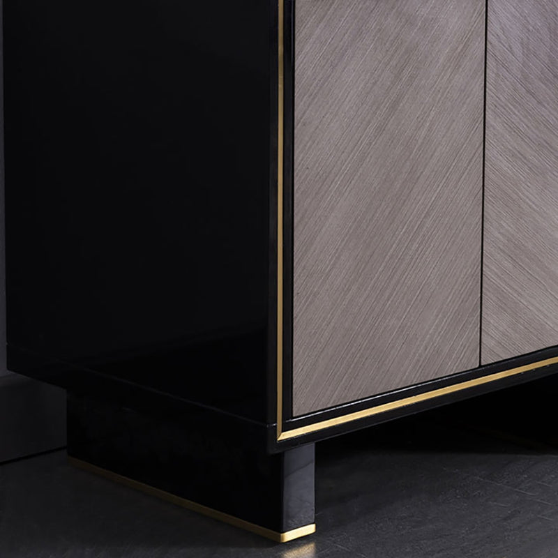 Luxury Black & Wood Coffee Table with Gold Accents – Modern Elegant Centerpiece with Storage Drawers