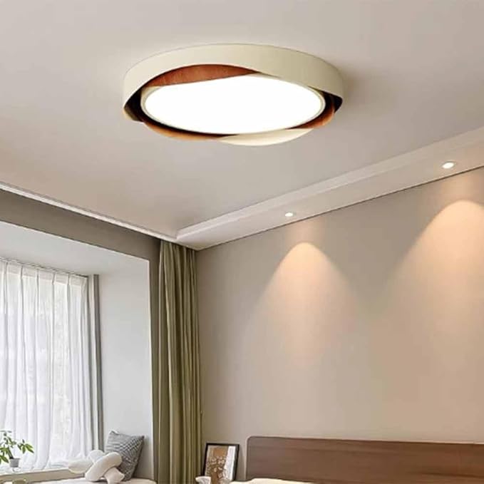 Wabi-Sabi Wood Grain Ceiling Light – Full Spectrum LED Fixture for Bedroom & Study