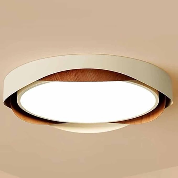 Wabi-Sabi Wood Grain Ceiling Light – Full Spectrum LED Fixture for Bedroom & Study