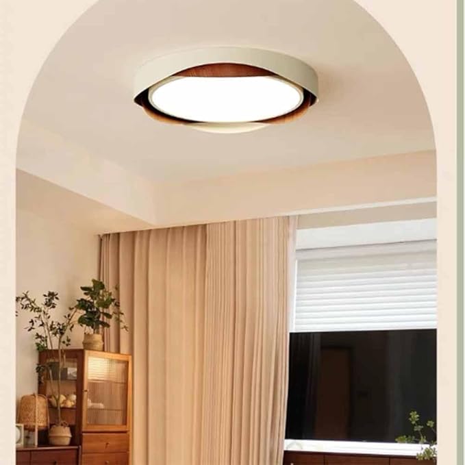 Wabi-Sabi Wood Grain Ceiling Light – Full Spectrum LED Fixture for Bedroom & Study