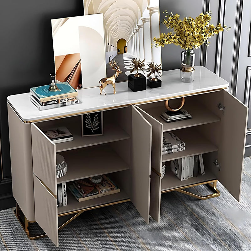 Modern Luxury Side Cabinet/Side Board/Storage Cabinet – Elegant Fluted Design with Gold Accents for Stylish Home Décor