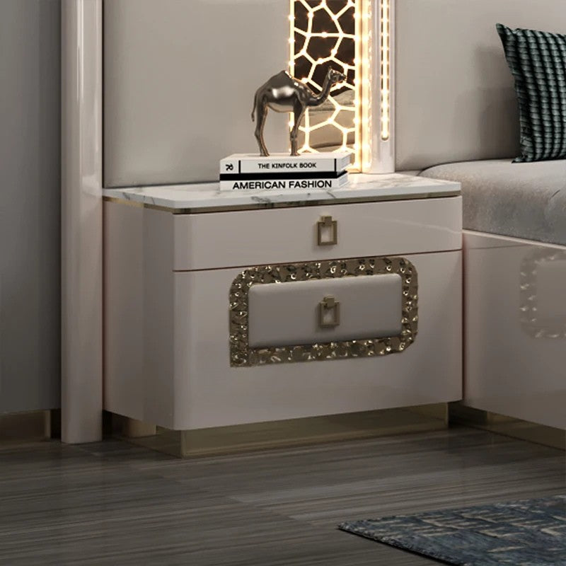 Modern Wooden Bedroom Set with Upholstered LED Headboard & Storage – Luxury King Size MDF Furniture