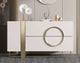 Modern White Sideboard with Gold Circular Handle & Metal Base – Luxurious Storage Cabinet/Side Cabinet/Side Board for Elegant Spaces