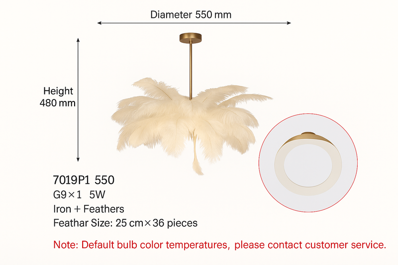 Nordic Feather Chandelier – Modern LED Pendant Light for Kids Room, Bedroom, or Living Area