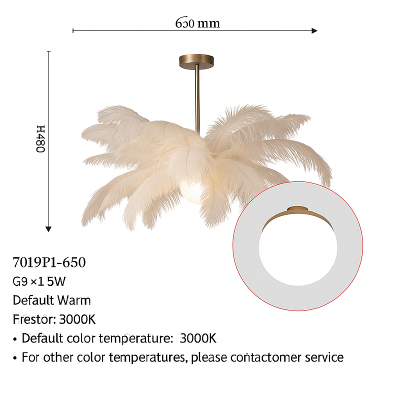 Nordic Feather Chandelier – Modern LED Pendant Light for Kids Room, Bedroom, or Living Area