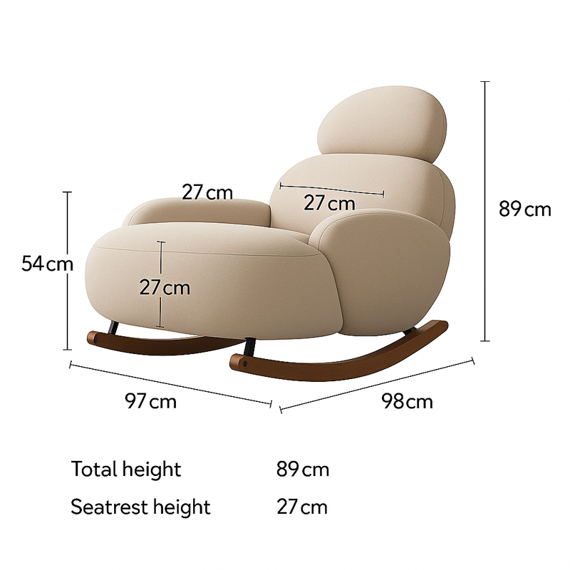 Nordic Lambskin Rocking Chair – Cozy White Lounge Seat for Living Room