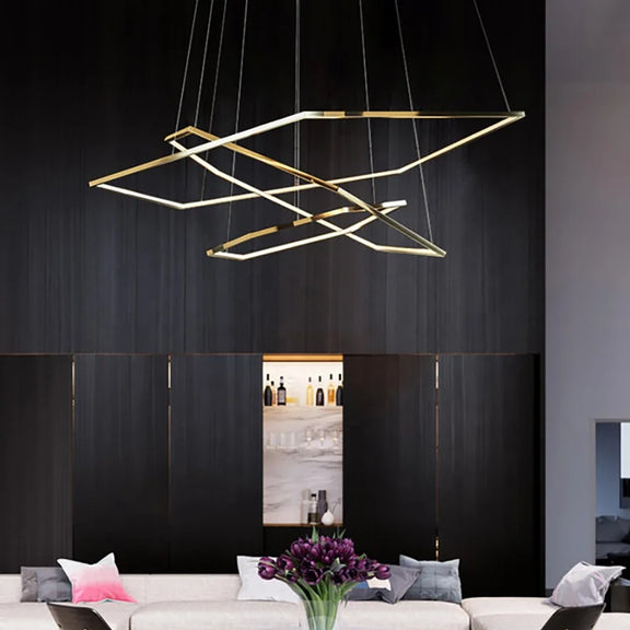 Statement ceiling light with architectural geometric design