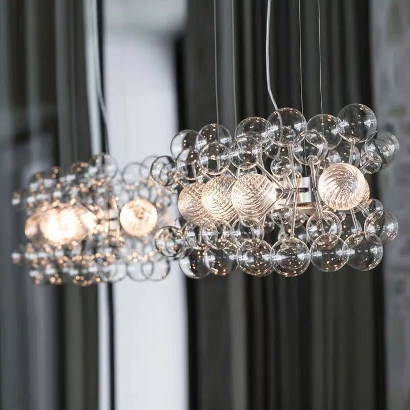 Glass bubble cluster chandelier suspended design