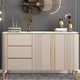 Modern Cream & Gold Sideboard with Drawers – Elegant Storage Cabinet or side Board or Side Cabinet  with Marble Top for Luxurious Interiors