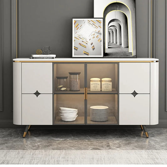 Italian light luxury rock sideboard cabinet Modern porch cabinet Smart living room storage cabinet with lights Wall lockers