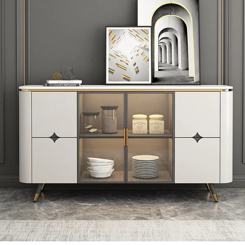 Italian light luxury rock sideboard cabinet Modern porch cabinet Smart living room storage cabinet with lights Wall lockers