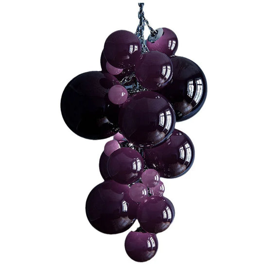 Modern statement glass lighting fixture in deep purple finish