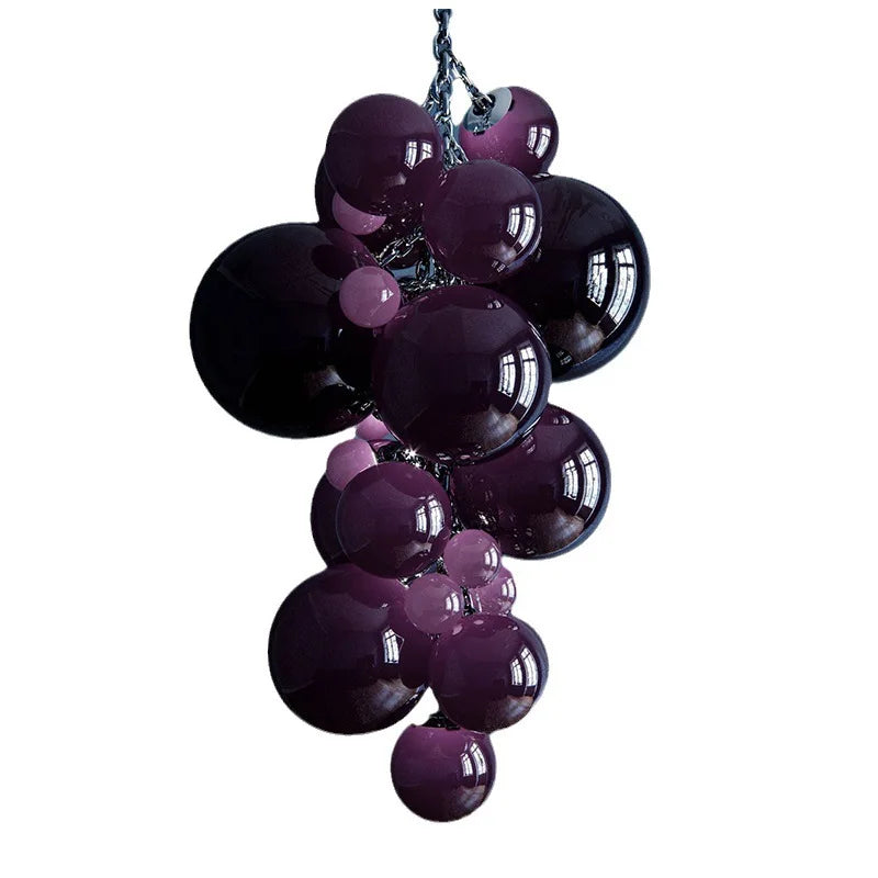 Modern statement glass lighting fixture in deep purple finish