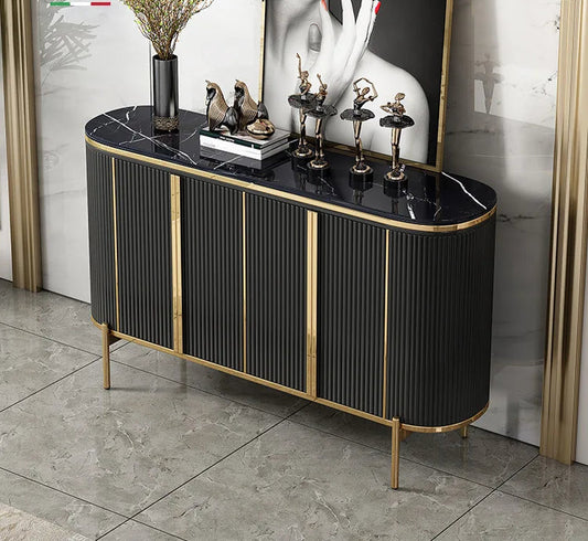 Gold Stainless Steel Leg Living Room Cabinet Luxury Design Marble Top Sideboard Console Table Furniture