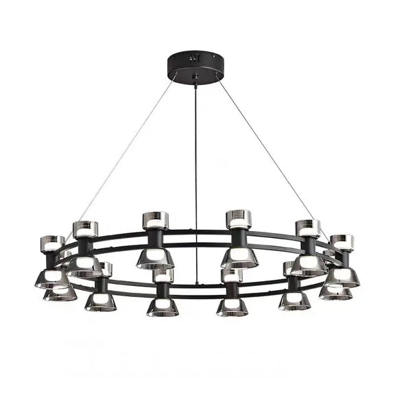 Smoked glass LED chandelier ring design modern interior
