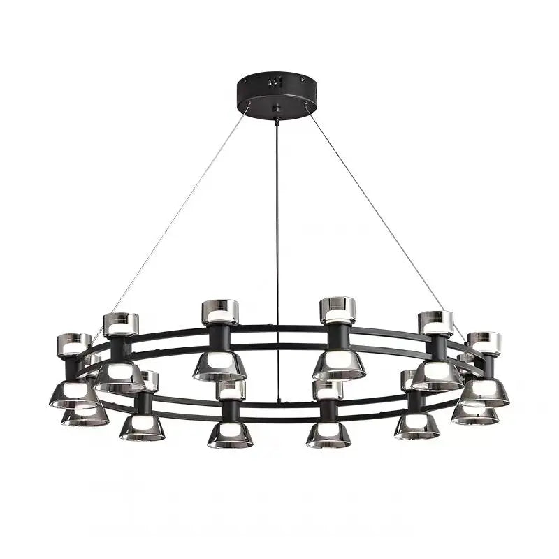 Smoked glass LED chandelier ring design modern interior