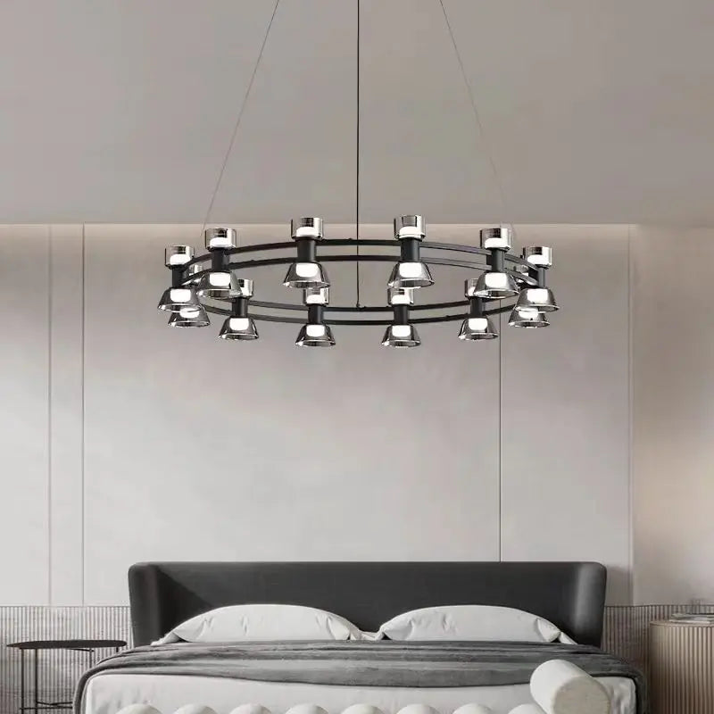 Adjustable height LED chandelier postmodern style