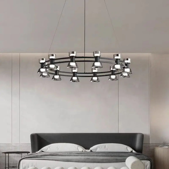 Adjustable height LED chandelier postmodern style