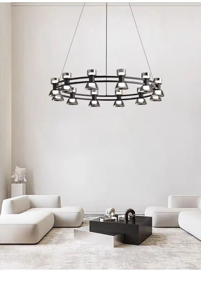 Multi-head smoked glass pendant light luxury finish
