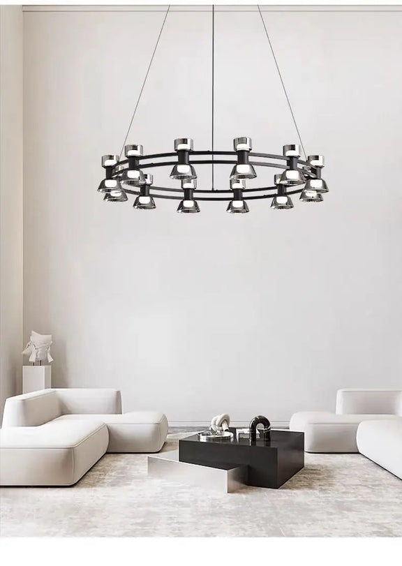 Multi-head smoked glass pendant light luxury finish