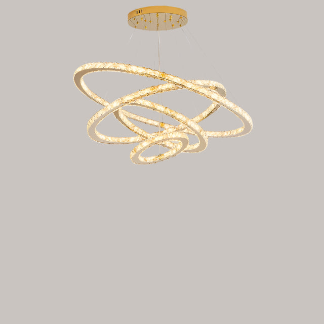 Adjustable spiral crystal rings close-up