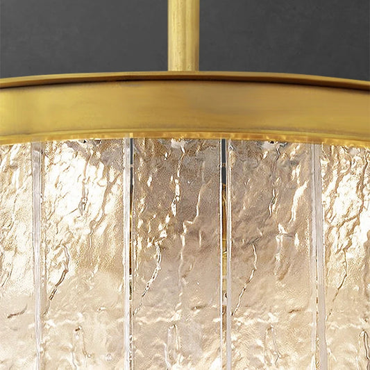 Modern rectangular LED hanging light with textured glass