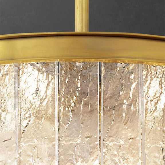 Modern rectangular LED hanging light with textured glass