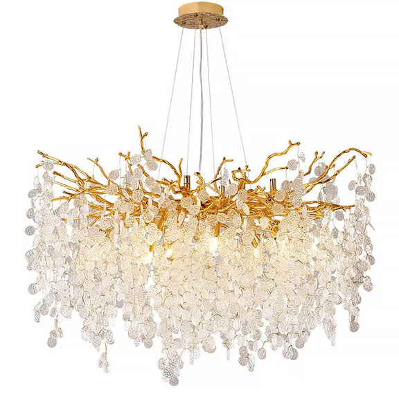 Luxury branch chandelier with cascading glass leaves