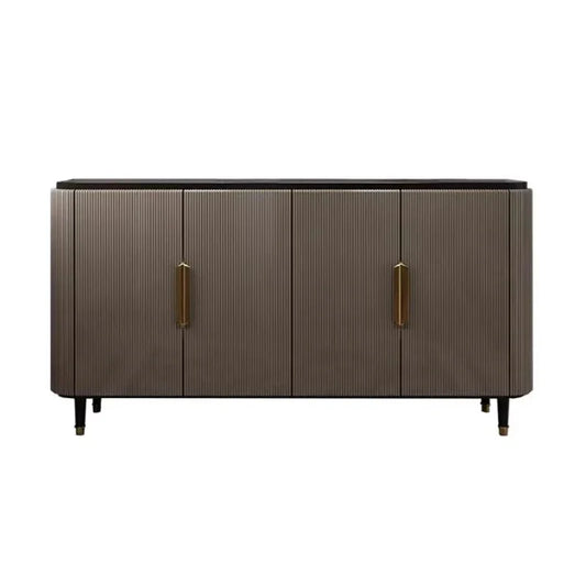 Elegant Fluted Sideboard with Gold Handles & Black Top – Modern Storage Cabinet/Side Cabinet/Side Board  for Luxurious Interiors