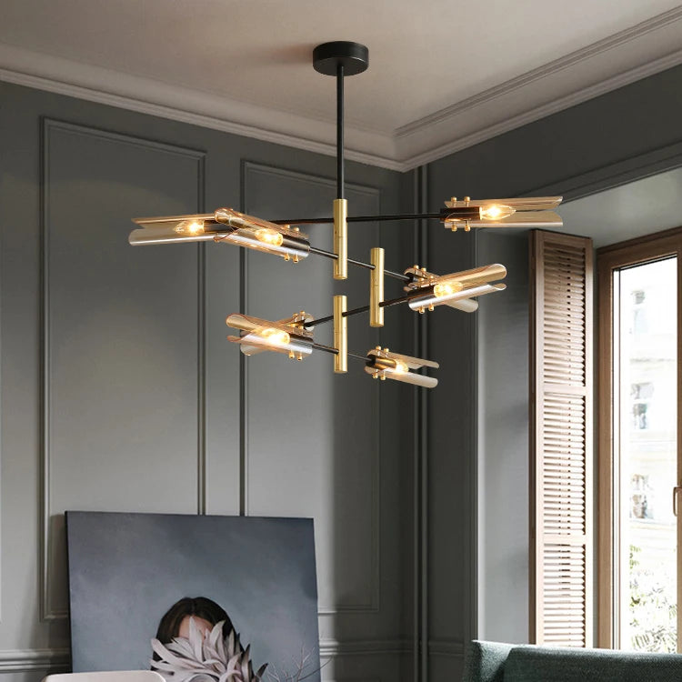 6-head smoked glass pendant for dining room