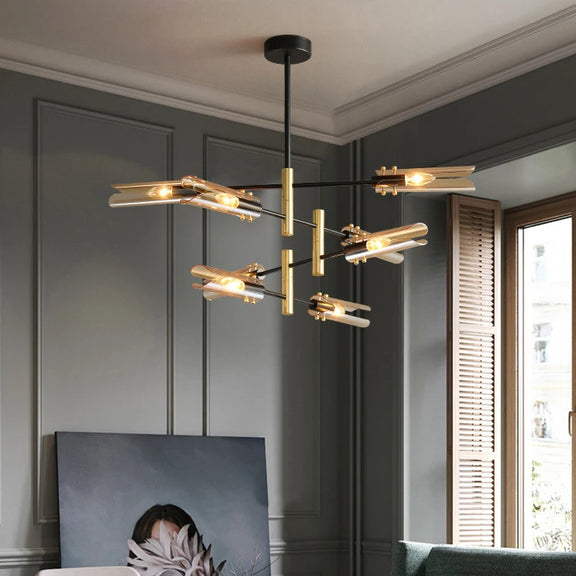 6-head smoked glass pendant for dining room