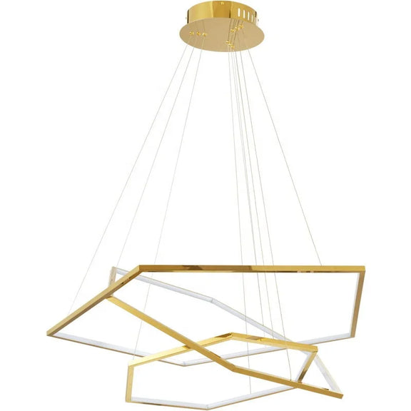 Contemporary dining room LED ring chandelier in gold finish
